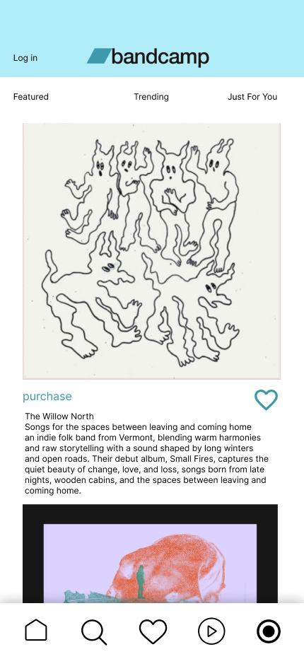 Bandcamp home feed